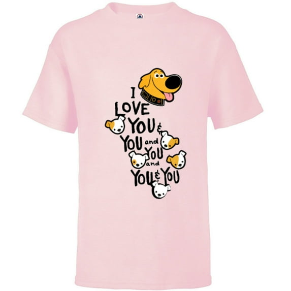 Disney and Pixar’s Dug Days Puppies I Love You and You - Short Sleeve T-Shirt for Kids – Customized-Soft Pink