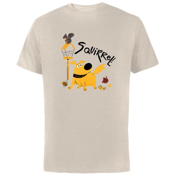Disney and Pixar's Dug Days Squirrel Bird Feeder - Short Sleeve Cotton T-Shirt for Adults - Customized-Natural