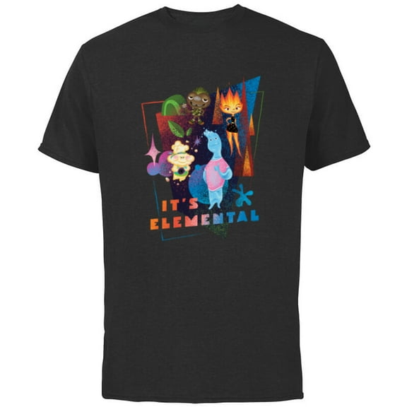 Disney and Pixar’s Elemental It’s Elemental Characters - Short Sleeve Cotton T-Shirt for Adults - Customized-Black