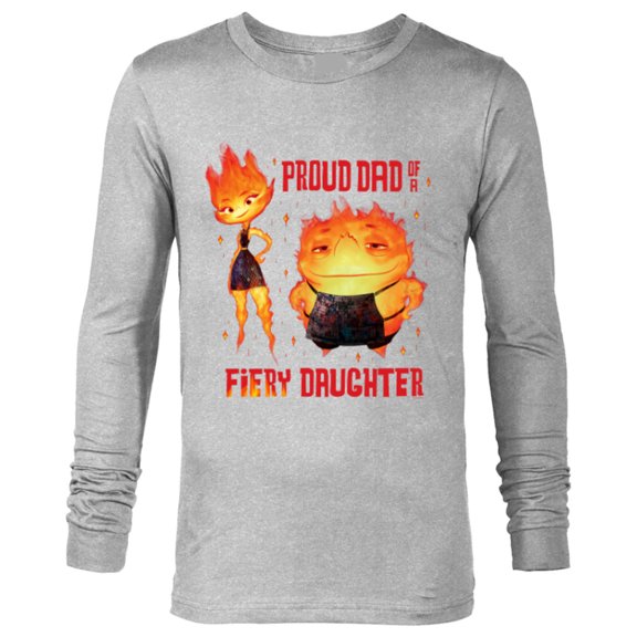 Disney and Pixar’s Elemental Proud Dad of a Fiery Daughter - Long Sleeve T-Shirt for Men - Customized-Athletic Heather
