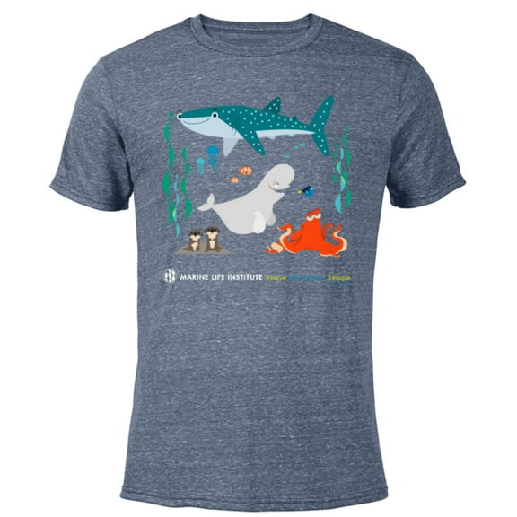 Disney and Pixar’s Finding Dory Marine Life Institute - Short Sleeve Blended T-Shirt for Adults - Customized-Navy Heather