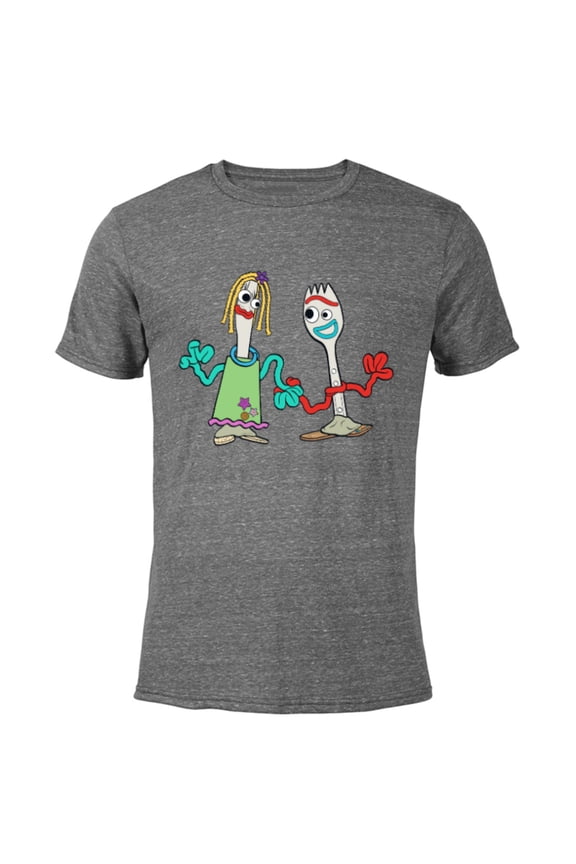 Disney and Pixar’s Forky and Karen - Short Sleeve Blended T-Shirt for Adults - Customized-Dark Heather