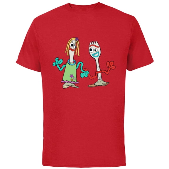 Disney and Pixar’s Forky and Karen - Short Sleeve Cotton T-Shirt for Adults - Customized-Red