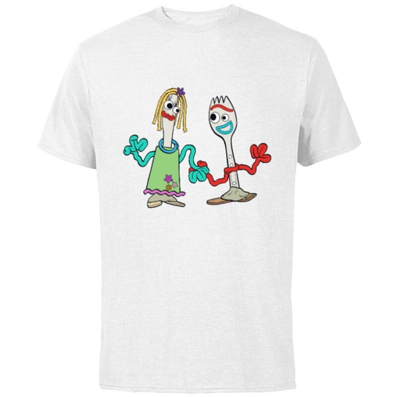 Disney and Pixar’s Forky and Karen - Short Sleeve Cotton T-Shirt for Adults - Customized-White