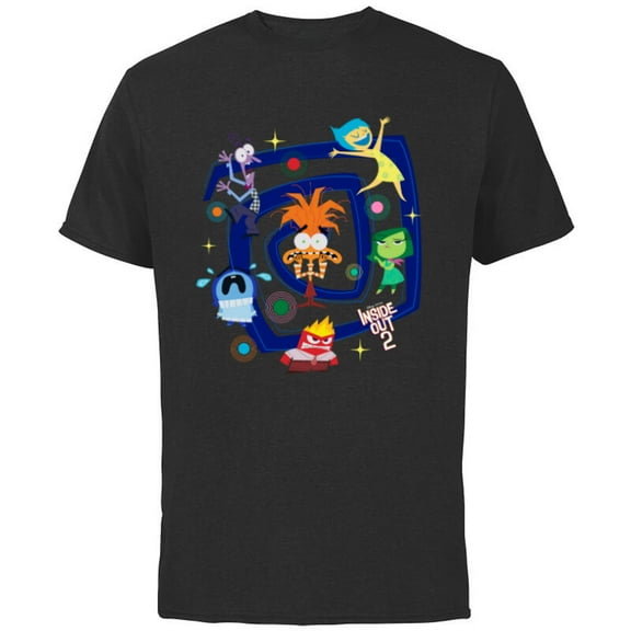 Disney and Pixar’s Inside Out 2 Anxiety Emotional Spiral- Short Sleeve Cotton T-Shirt for Adults - Customized-Black