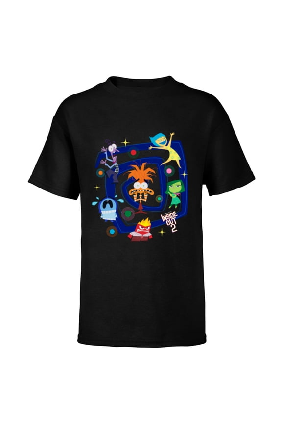 Disney and Pixar’s Inside Out 2 Anxiety Emotional Spiral- Short Sleeve T-Shirt for Kids - Customized-Black