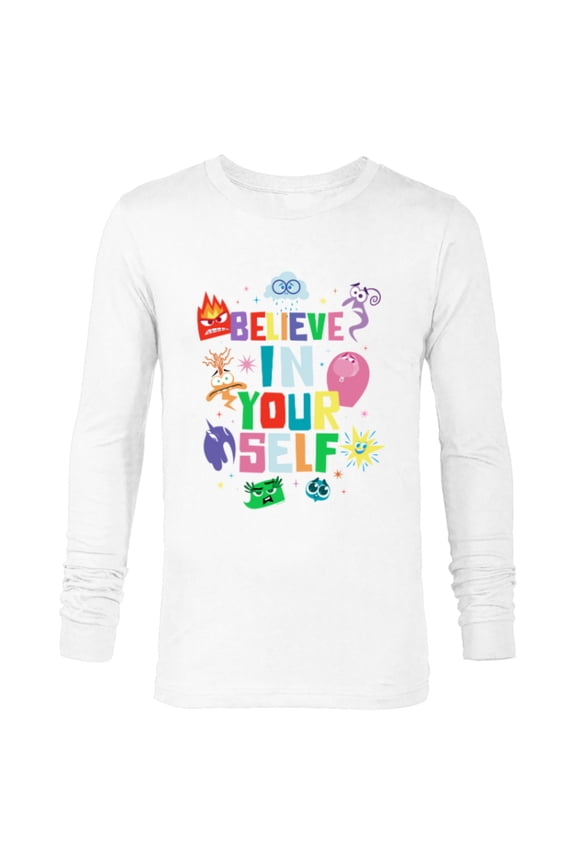 Disney and Pixar’s Inside Out 2 Emotions Believe in Yourself- Long Sleeve T-Shirt for Men - Customized-White