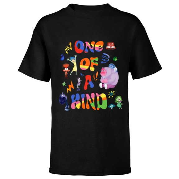 Disney and Pixar’s Inside Out 2 Emotions One of a Kind- Short Sleeve T-Shirt for Kids - Customized-Black