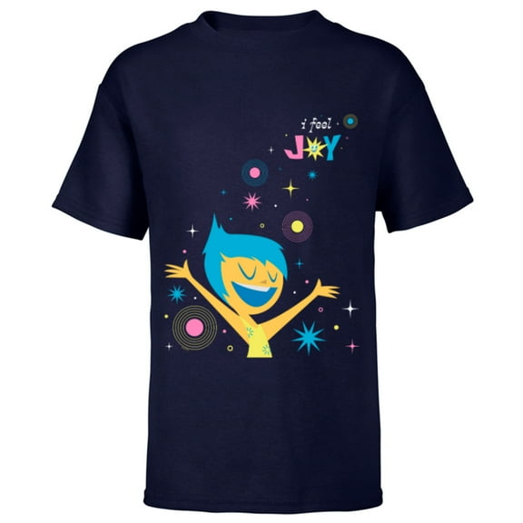 Disney and Pixar’s Inside Out 2 Happy Emotions I Feel Joy- Short Sleeve T-Shirt for Kids - Customized-Navy