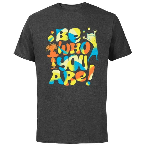 Disney and Pixar’s Inside Out 2 Joy & Anxiety Be Who You Are- Short Sleeve Cotton T-Shirt for Adults - Customized-Charcoal