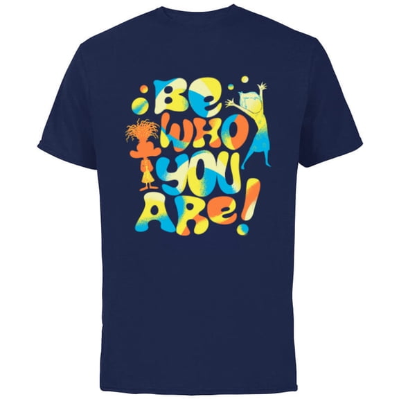 Disney and Pixar’s Inside Out 2 Joy & Anxiety Be Who You Are- Short Sleeve Cotton T-Shirt for Adults - Customized-Navy
