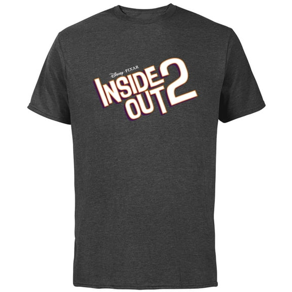 Disney and Pixar’s Inside Out 2 Movie Title Logo- Short Sleeve Cotton T-Shirt for Adults - Customized-Charcoal
