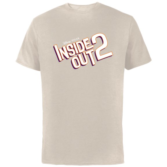 Disney and Pixar’s Inside Out 2 Movie Title Logo- Short Sleeve Cotton T-Shirt for Adults - Customized-Natural