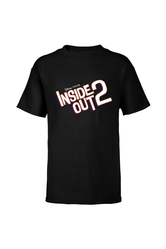 Disney and Pixar’s Inside Out 2 Movie Title Logo- Short Sleeve T-Shirt for Kids - Customized-Black