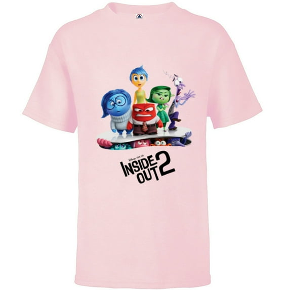 Disney and Pixar’s Inside Out 2 New Emotions Official Poster- Short Sleeve T-Shirt for Kids - Customized-Soft Pink