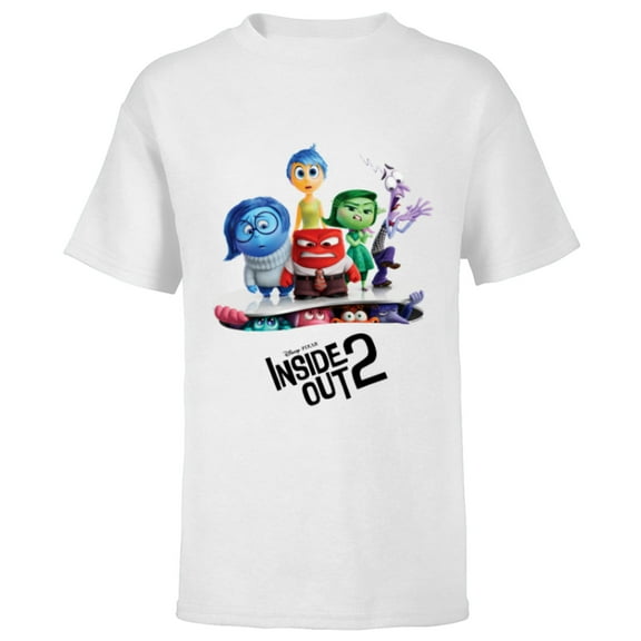 Disney and Pixar’s Inside Out 2 New Emotions Official Poster- Short Sleeve T-Shirt for Kids - Customized-White
