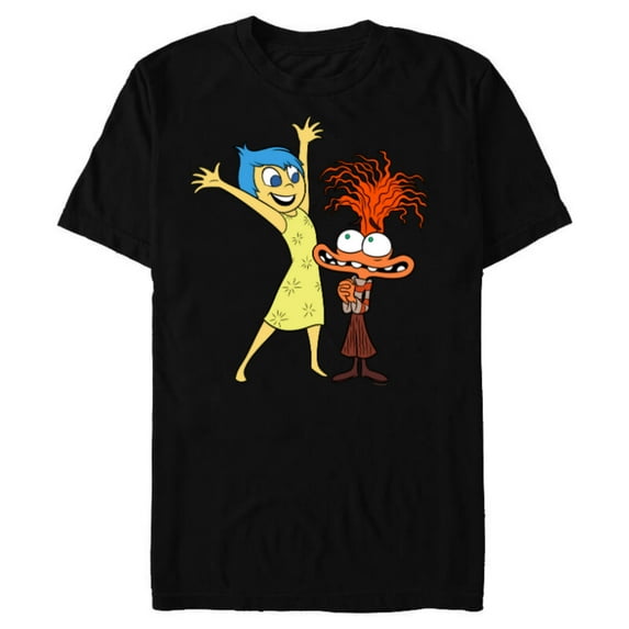 Disney and Pixar’s Inside Out 2 Toony Colors Joy & Anxiety- Short Sleeve Blended T-Shirt for Adults - Customized-Black