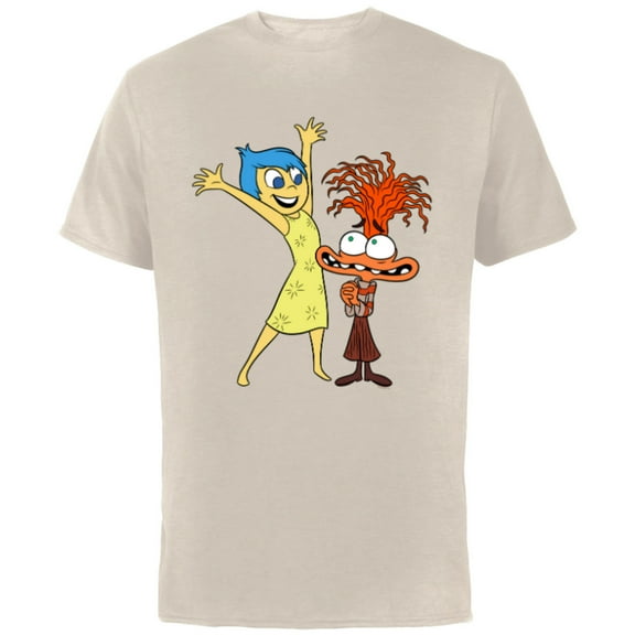 Disney and Pixar’s Inside Out 2 Toony Colors Joy & Anxiety- Short Sleeve Cotton T-Shirt for Adults - Customized-Natural