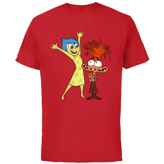 Disney and Pixar’s Inside Out 2 Toony Colors Joy & Anxiety- Short Sleeve Cotton T-Shirt for Adults - Customized-Red