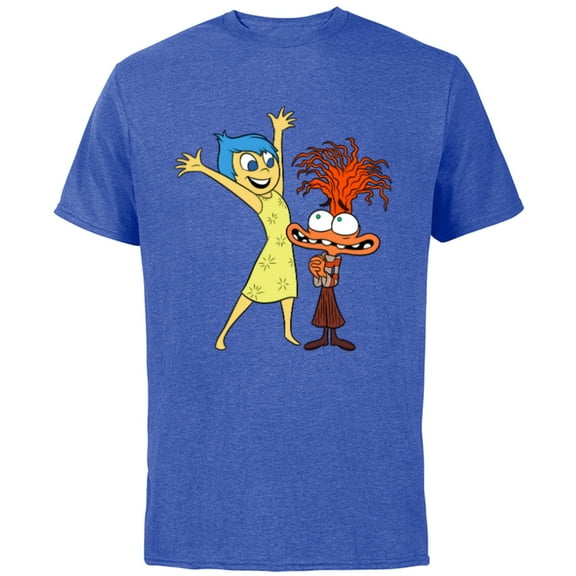 Disney and Pixar’s Inside Out 2 Toony Colors Joy & Anxiety- Short Sleeve Cotton T-Shirt for Adults - Customized-Royal Heather