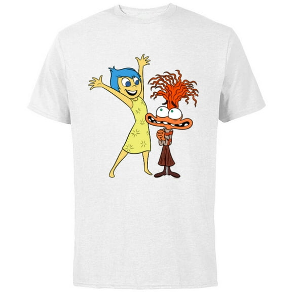 Disney and Pixar’s Inside Out 2 Toony Colors Joy & Anxiety- Short Sleeve Cotton T-Shirt for Adults - Customized-White