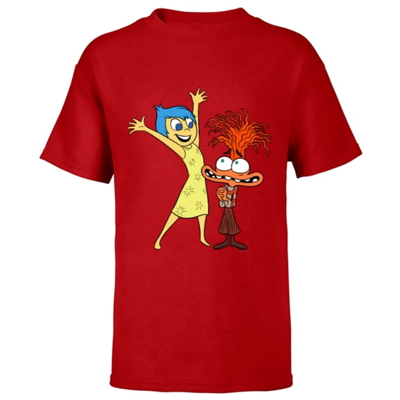 Disney and Pixar’s Inside Out 2 Toony Colors Joy & Anxiety- Short Sleeve T-Shirt for Kids - Customized-Red