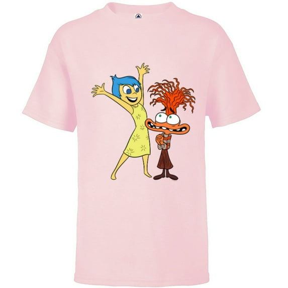 Disney and Pixar’s Inside Out 2 Toony Colors Joy & Anxiety- Short Sleeve T-Shirt for Kids - Customized-Soft Pink