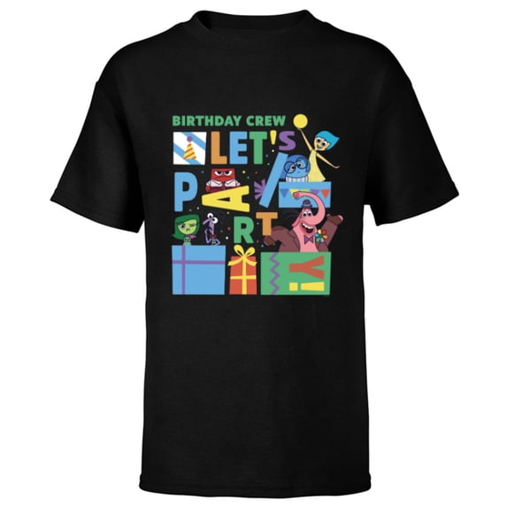 Disney and Pixar’s Inside Out Birthday Crew Let’s Party - Short Sleeve T-Shirt for Kids - Customized-Black