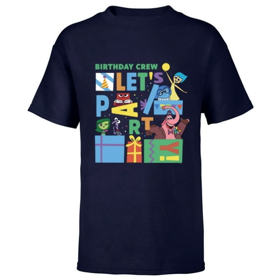 Disney and Pixar’s Inside Out Birthday Crew Let’s Party - Short Sleeve T-Shirt for Kids - Customized-Navy