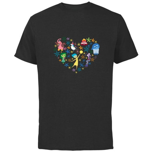 Disney and Pixar’s Inside Out Emotions Heart - Short Sleeve Cotton T-Shirt for Adults - Customized-Black