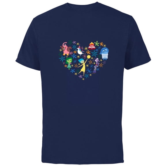 Disney and Pixar’s Inside Out Emotions Heart - Short Sleeve Cotton T-Shirt for Adults - Customized-Navy