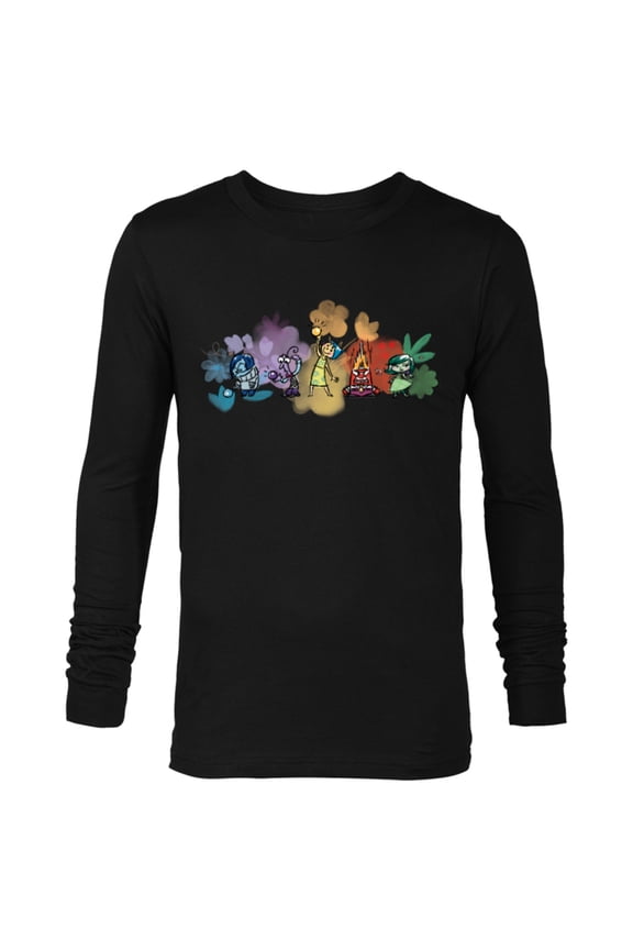 Disney and Pixar’s Inside Out Emotions Watercolor Flowers - Long Sleeve T-Shirt for Men - Customized-Black