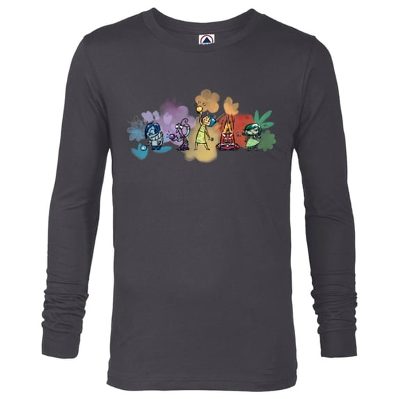 Disney and Pixar’s Inside Out Emotions Watercolor Flowers - Long Sleeve T-Shirt for Men - Customized-Charcoal Heather