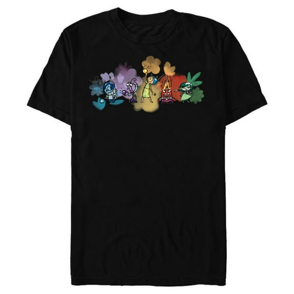 Disney and Pixar’s Inside Out Emotions Watercolor Flowers - Short Sleeve Blended T-Shirt for Adults - Customized-Black