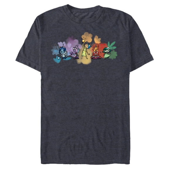Disney and Pixar’s Inside Out Emotions Watercolor Flowers - Short Sleeve Blended T-Shirt for Adults - Customized-Navy Heather