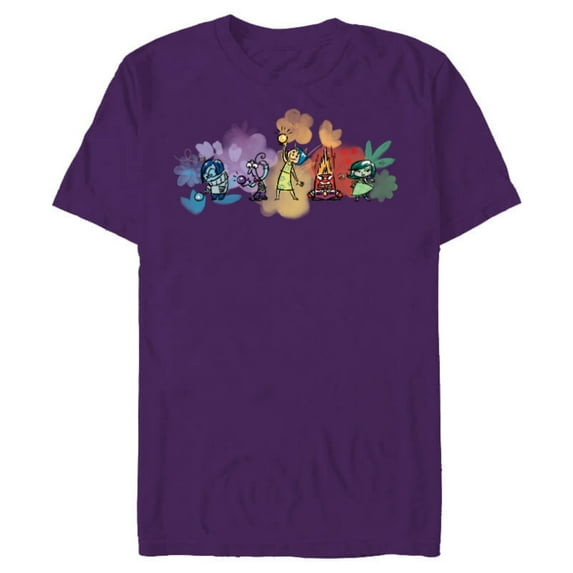 Disney and Pixar’s Inside Out Emotions Watercolor Flowers - Short Sleeve Blended T-Shirt for Adults - Customized-Purple