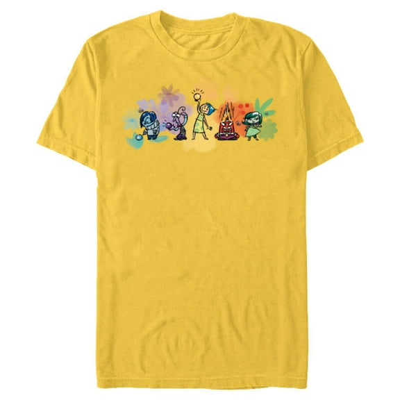 Disney and Pixar’s Inside Out Emotions Watercolor Flowers - Short Sleeve Blended T-Shirt for Adults - Customized-Yellow