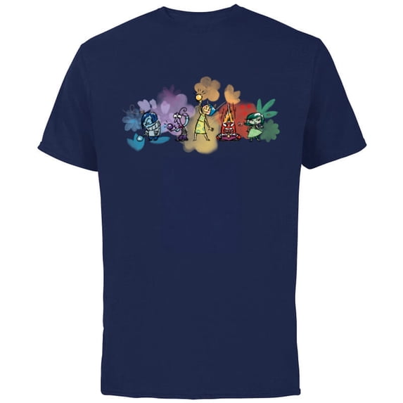 Disney and Pixar’s Inside Out Emotions Watercolor Flowers - Short Sleeve Cotton T-Shirt for Adults - Customized-Navy
