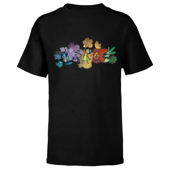 Disney and Pixar’s Inside Out Emotions Watercolor Flowers - Short Sleeve T-Shirt for Kids - Customized-Black