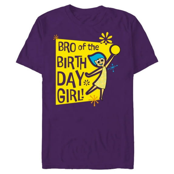 Disney and Pixar’s Inside Out Joy Bro of the Birthday Girl - Short Sleeve Blended T-Shirt for Adults - Customized-Purple