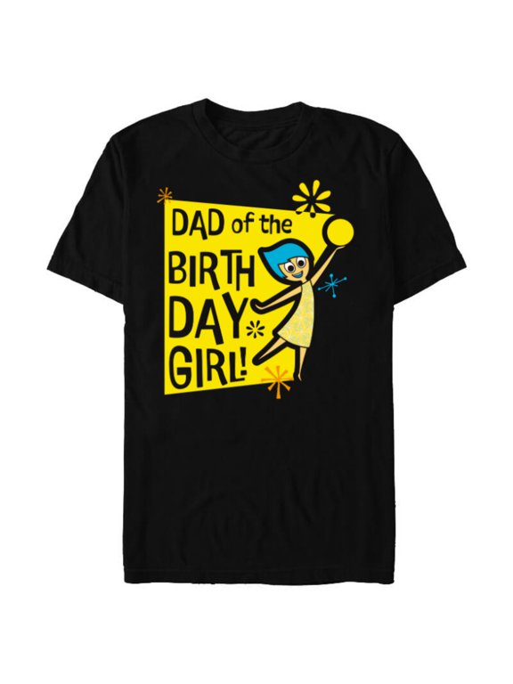 Disney and Pixar’s Inside Out Joy Dad of the Birthday Girl - Short Sleeve Blended T-Shirt for Adults - Customized-Black