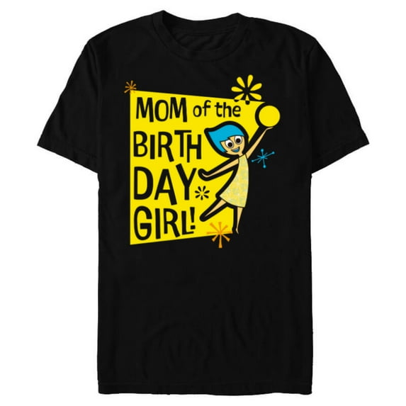 Disney and Pixar’s Inside Out Joy Mom of the Birthday Girl - Short Sleeve Blended T-Shirt for Adults - Customized-Black