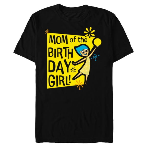 Disney and Pixar’s Inside Out Joy Mom of the Birthday Girl - Short Sleeve Blended T-Shirt for Adults - Customized-Black