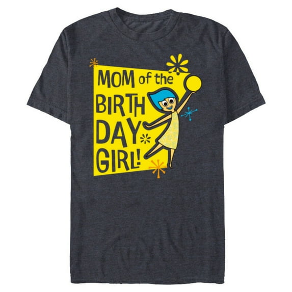 Disney and Pixar’s Inside Out Joy Mom of the Birthday Girl - Short Sleeve Blended T-Shirt for Adults - Customized-Navy Heather