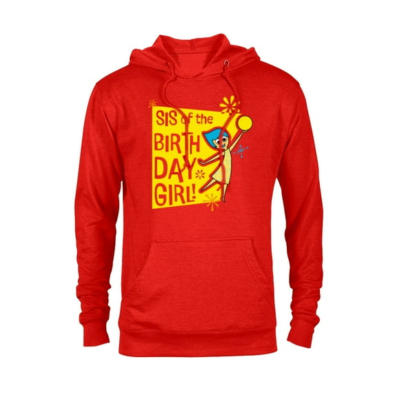 Disney and Pixar’s Inside Out Joy Sis of the Birthday Girl - Pullover Hoodie for Adults - Customized-Red