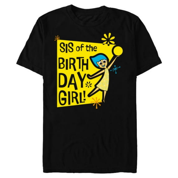 Disney and Pixar’s Inside Out Joy Sis of the Birthday Girl - Short Sleeve Blended T-Shirt for Adults - Customized-Black