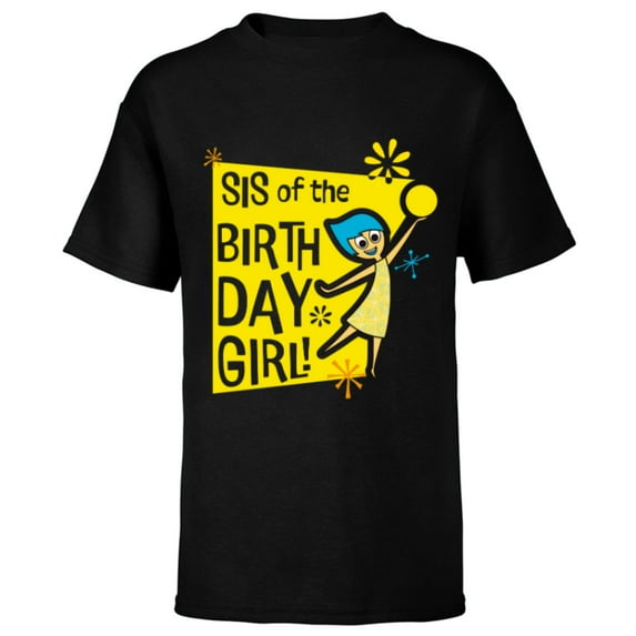 Disney and Pixar’s Inside Out Joy Sis of the Birthday Girl - Short Sleeve T-Shirt for Kids - Customized-Black