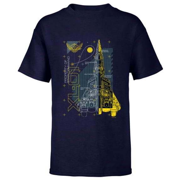 Disney and Pixar’s Lightyear XL-01 Property of Star Command - Short Sleeve T-Shirt for Kids - Customized-Navy