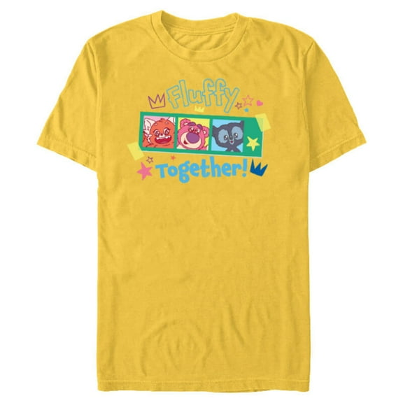 Disney and Pixar’s Lotso Mei Brave Bear Cub Fluffy Together - Short Sleeve Blended T-Shirt for Adults - Customized-Yellow