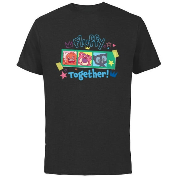 Disney and Pixar’s Lotso Mei Brave Bear Cub Fluffy Together - Short Sleeve Cotton T-Shirt for Adults - Customized-Black